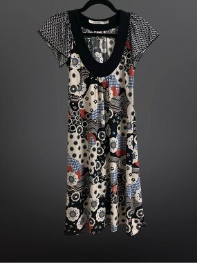 Gibson Vintage Y2K Mixed Print Floral Polka Dot Tunic Top Sz Small